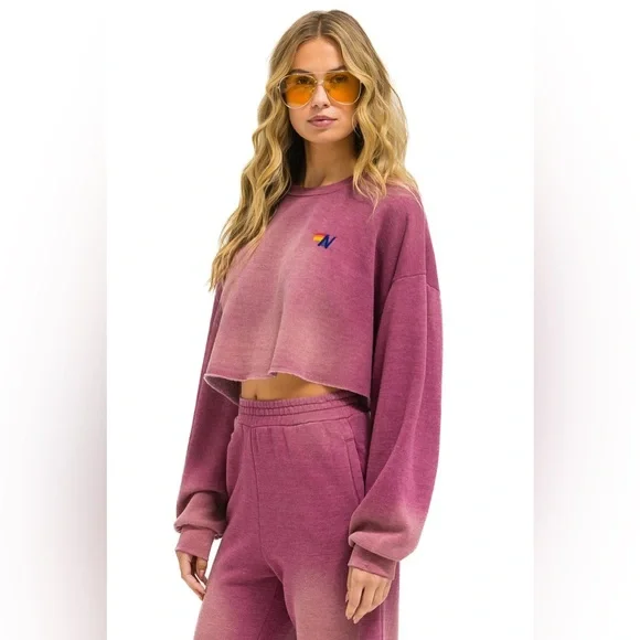 Aviator Nation - ESSENTIAL CROPPED CREW SWEATSHIRT RELAXED - Picture 2 of 16